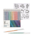 [Pack of 6] Capped Iridescent Glitter Gel Ink Pen Set Of 18