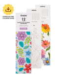 [Pack of 10] 12 Sheets 140lb Watercolor Coloring Bookmarks - Flower of the Month