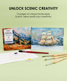 [Pack of 10] 15 Sheets 140LB Landscape-Themed Watercolor Coloring Book