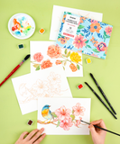 [Pack of 10] 15 Sheets 140LB Floral-Themed Watercolor Coloring Book