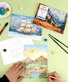 [Pack of 10] 15 Sheets 140LB Landscape-Themed Watercolor Coloring Book