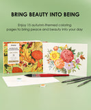[Pack of 10] 15 Sheets 140LB Autumn-Themed Watercolor Coloring Book