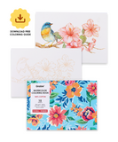 [Pack of 10] 15 Sheets 140LB Floral-Themed Watercolor Coloring Book