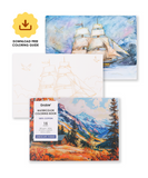 [Pack of 10] 15 Sheets 140LB Landscape-Themed Watercolor Coloring Book