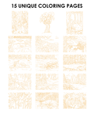 [Pack of 10] 15 Sheets 140LB Forest-Themed Watercolor Coloring Book