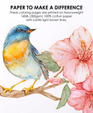 [Pack of 10] 15 Sheets 140LB Floral-Themed Watercolor Coloring Book