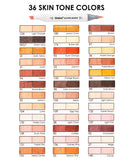 [Pack of 3] Dual-Tip Alcohol-Based Marker Set Of 36 With Coloring Book - Skin Tone