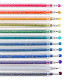 Capped Iridescent Glitter Gel Ink Pen Set Of 12 in assorted vibrant colors ideal for art supplies and scrapbooking projects