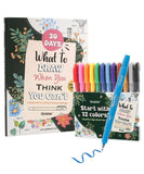What To Draw: 30-Day Plant Life Edition Drawing Kit with colorful brush pens and illustrated guidebook for creative art supplies.