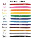 Set of 12 vibrant colored pens ideal for art supplies in the What To Draw: 30-Day Plant Life Edition Drawing Kit.
