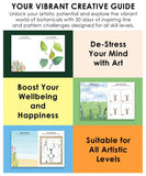 Promotional collage showing plant drawing pages and benefits of What To Draw: 30-Day Plant Life Edition Drawing Kit