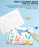 [Pack of 10] 15 Sheets 140LB Ocean-Themed Watercolor Coloring Book