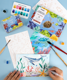 [Pack of 10] 15 Sheets 140LB Ocean-Themed Watercolor Coloring Book
