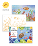 [Pack of 10] 15 Sheets 140LB Ocean-Themed Watercolor Coloring Book
