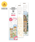 [Pack of 10]12 Sheets 140lb Watercolor Coloring Bookmarks - Townhouse Edition