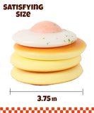 Grabie Ultimate Stress Relief Squishy shaped like a breakfast stack with egg top measuring 3.75 inches wide