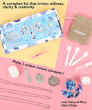 Create Your Own Healing Gem Pendant Kit with natural mica gem chips and tools for making three unique mosaic pendants
