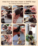 Step-by-step hands making a rain shaker craft using the Create Your Own Rain Shell Shaker Kit art supplies and materials.