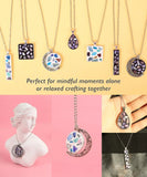 Create Your Own Healing Gem Pendant Kit colorful handmade pendants with gemstone pieces on silver chains displayed on pastel backgrounds