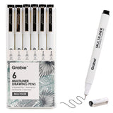 [Pack of 6]Wholesale-Waterproof Black Ink Assorted Tips Multiliner Drawing Pen Set of 6