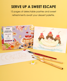[Pack of 10]Wholesale-15 Sheets 140LB Dessert-Themed Watercolor Coloring Book