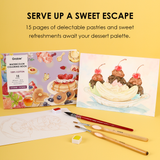 [Pack of 10]Wholesale-15 Sheets 140LB Dessert-Themed Watercolor Coloring Book