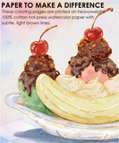 [Pack of 10]Wholesale-15 Sheets 140LB Dessert-Themed Watercolor Coloring Book