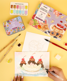 [Pack of 10]Wholesale-15 Sheets 140LB Dessert-Themed Watercolor Coloring Book
