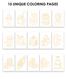 [Pack of 10]Wholesale-15 Sheets 140LB Dessert-Themed Watercolor Coloring Book