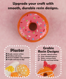 Magnet Painting Kit (DIY Refrigerator Magnet Kit) showing smooth, colorful resin donut magnet with decorative sprinkles and comparison text.