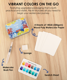 [Pack of 6] Watercolor Pocket Set Of 12 With Brush - Ocean Colors