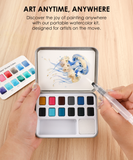 [Pack of 6] Watercolor Pocket Set Of 12 With Brush - Ocean Colors